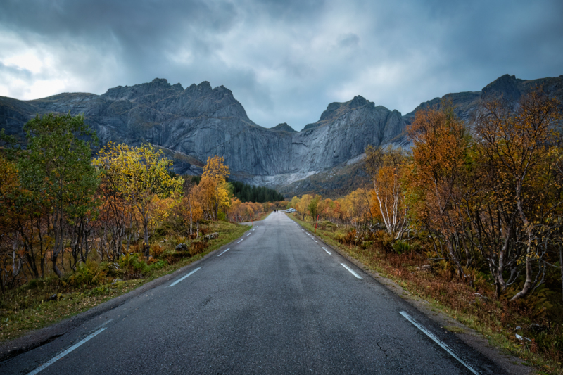 On the road to Nusfjord, Lofoten, Norway